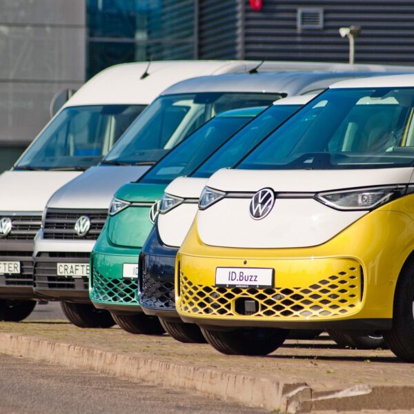 Riga, Latvia – September 24, 2023: new Volkswagen id buzz cars close-up.